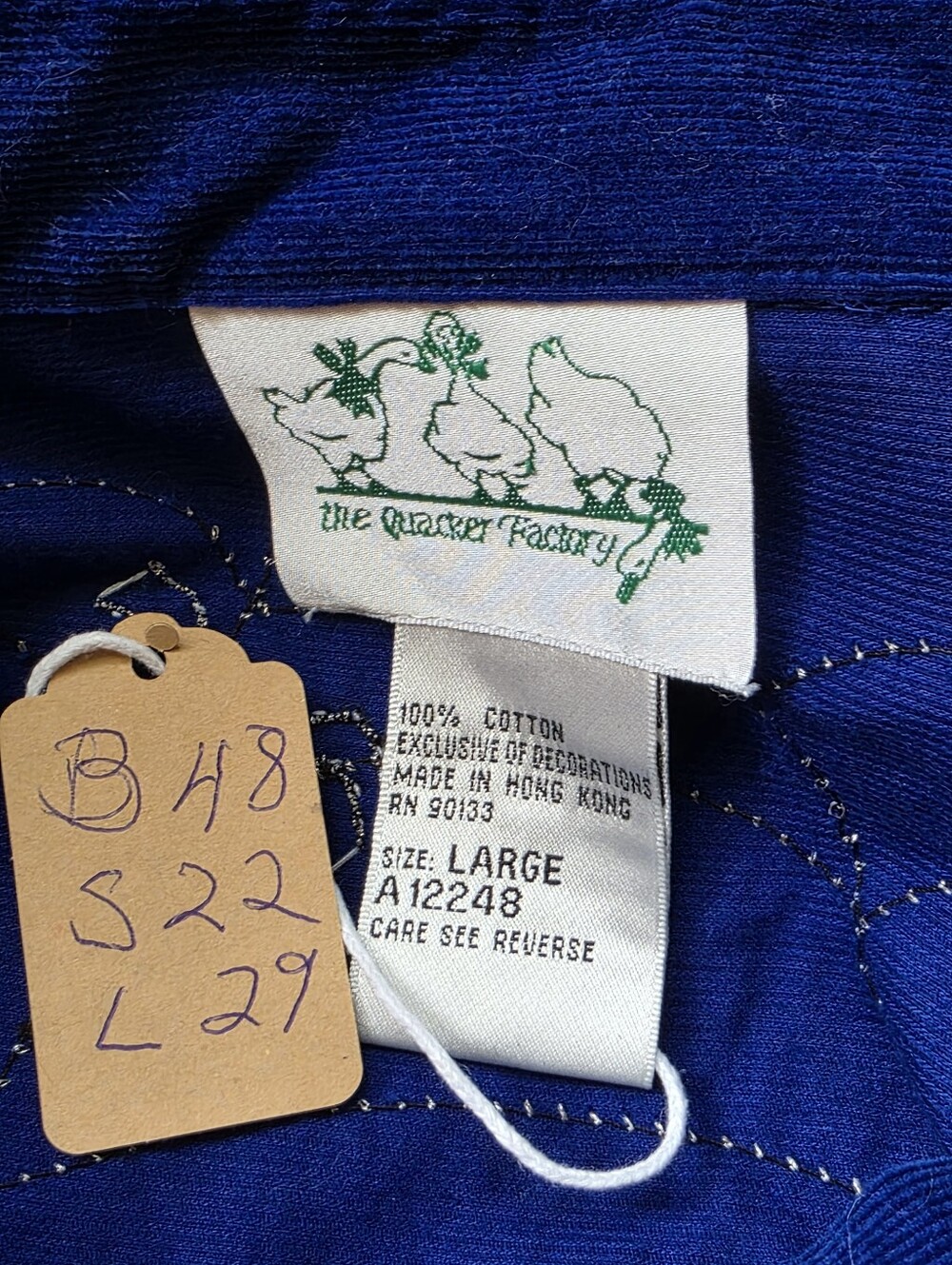 Quacker Factory Navy ButtonUp with Spider & Web Embroidery Size Large Halloween - Picture 7 of 8